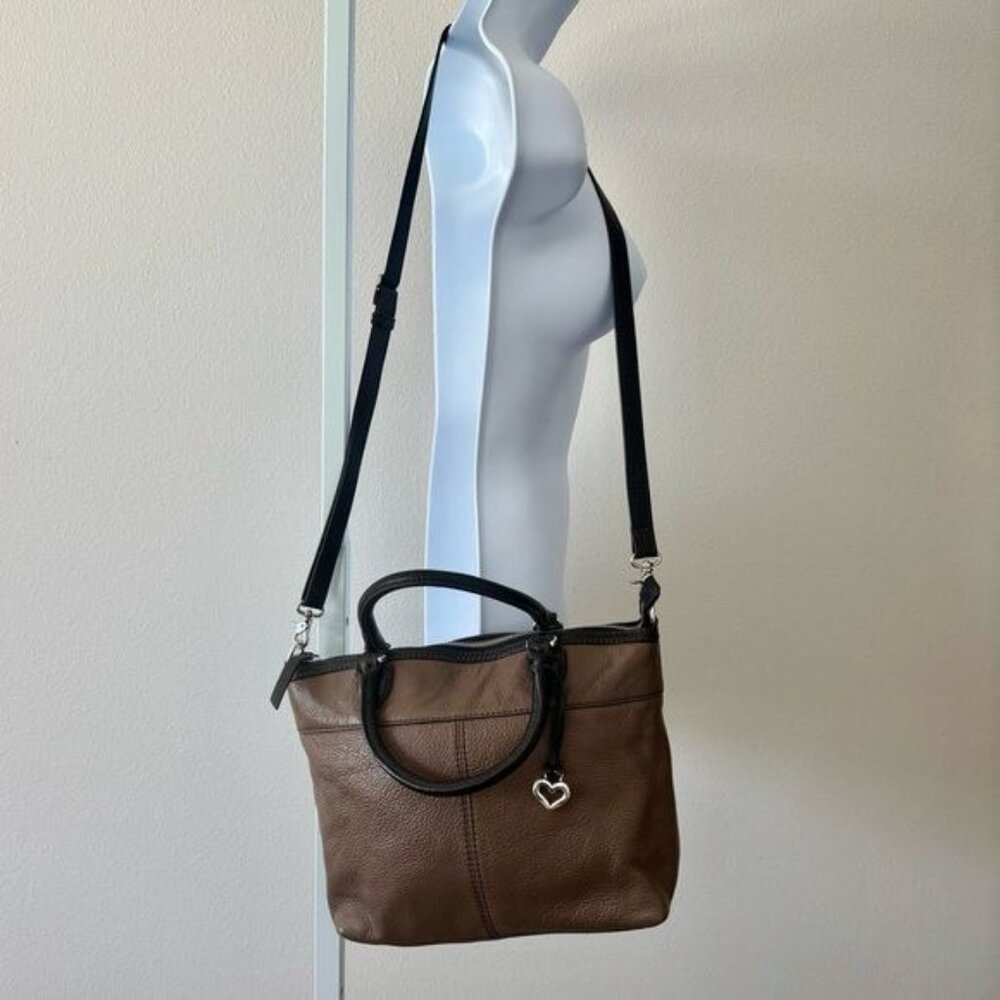 Brighton Sullivan Bag Leather Two Tone Color Block Crossbody Boho Retro Normcore - Picture 6 of 12